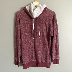 TNA Burgundy Cotton Cowl Neck Sweater Womens Size Small